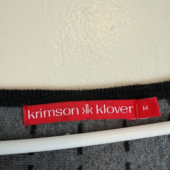 Krimson Klover Merino Silk Blend Sweater Dress Women Gray Stripe Long Sleeve M - Picture 4 of 10